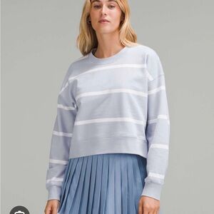 Lululemon Athletica Light Blue and White Striped Sweatshirt